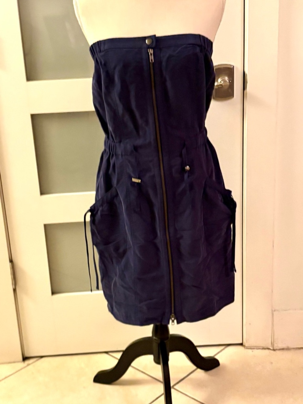Forenza Strapless Navy Blue Zip-Front Dress